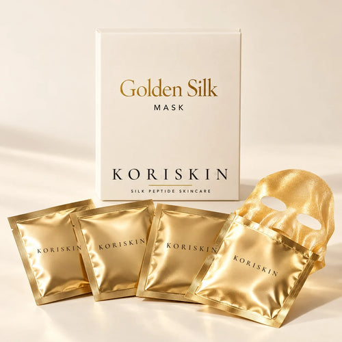 KORISKIN Golden Silk Mask – złote maski jedwabne, 4 szt.