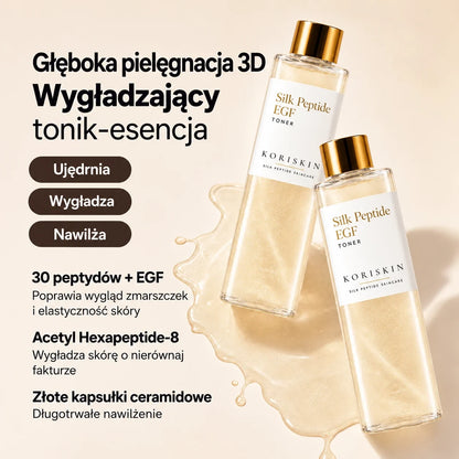 Tonik KORISKIN – 30 peptydów + EGF, Acetyl Hexapeptide-8, złote kapsułki ceramidowe